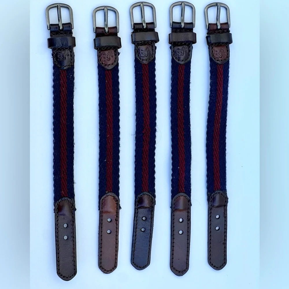 Abercrombie & Fitch Bracelet Burgundy / Blue Fabric/Leather Metal Buckle